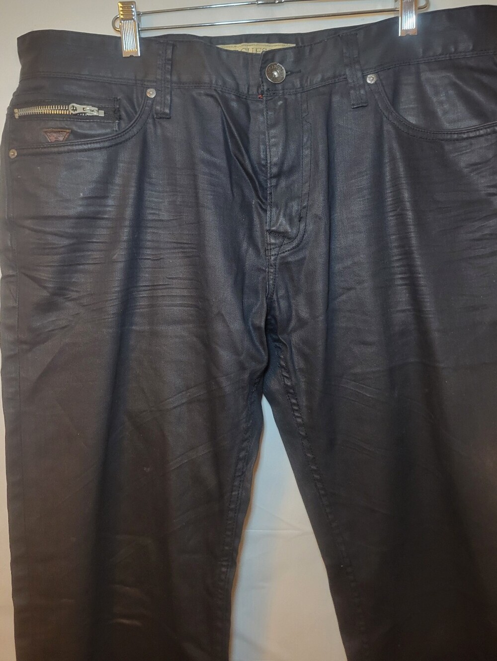 Guess Men's Straight Jeans in Black with Zip Pocket Detail - Picture 2 of 8